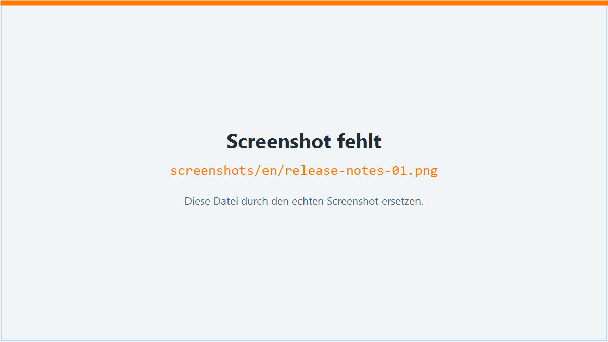 Screenshot: Release notes